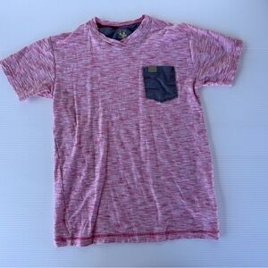 Buzz Cuts Boys XL (18) Red Heather Short Sleeve T-Shirt Gray Chest Pocket Cotton